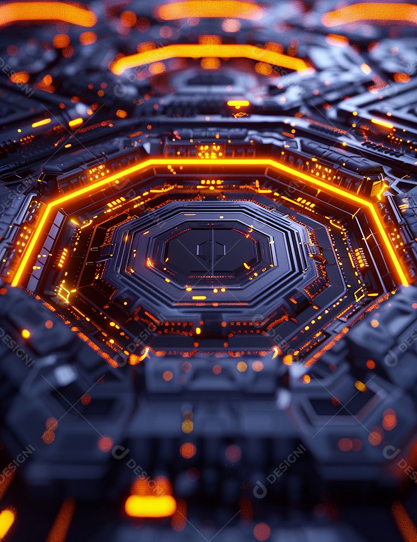 Máquina futurística com luzes de led