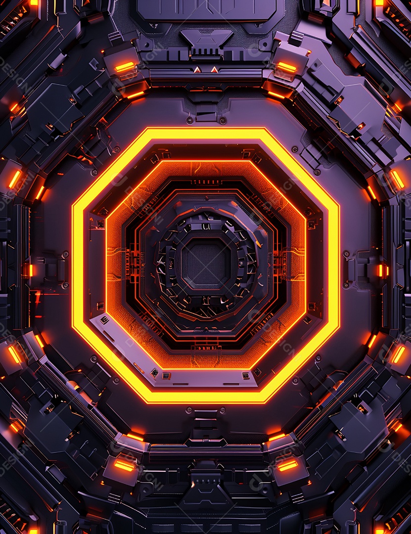 Máquina futurística com luzes de led