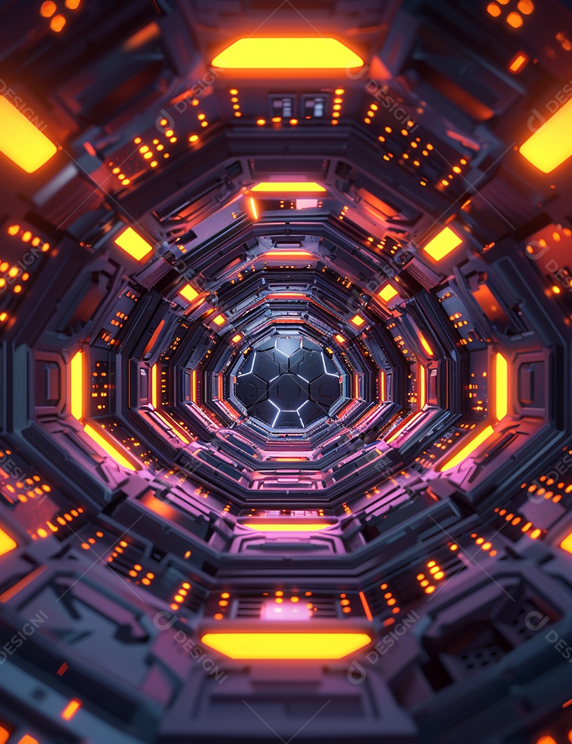 Cenário futurístico luzes coloridas de led