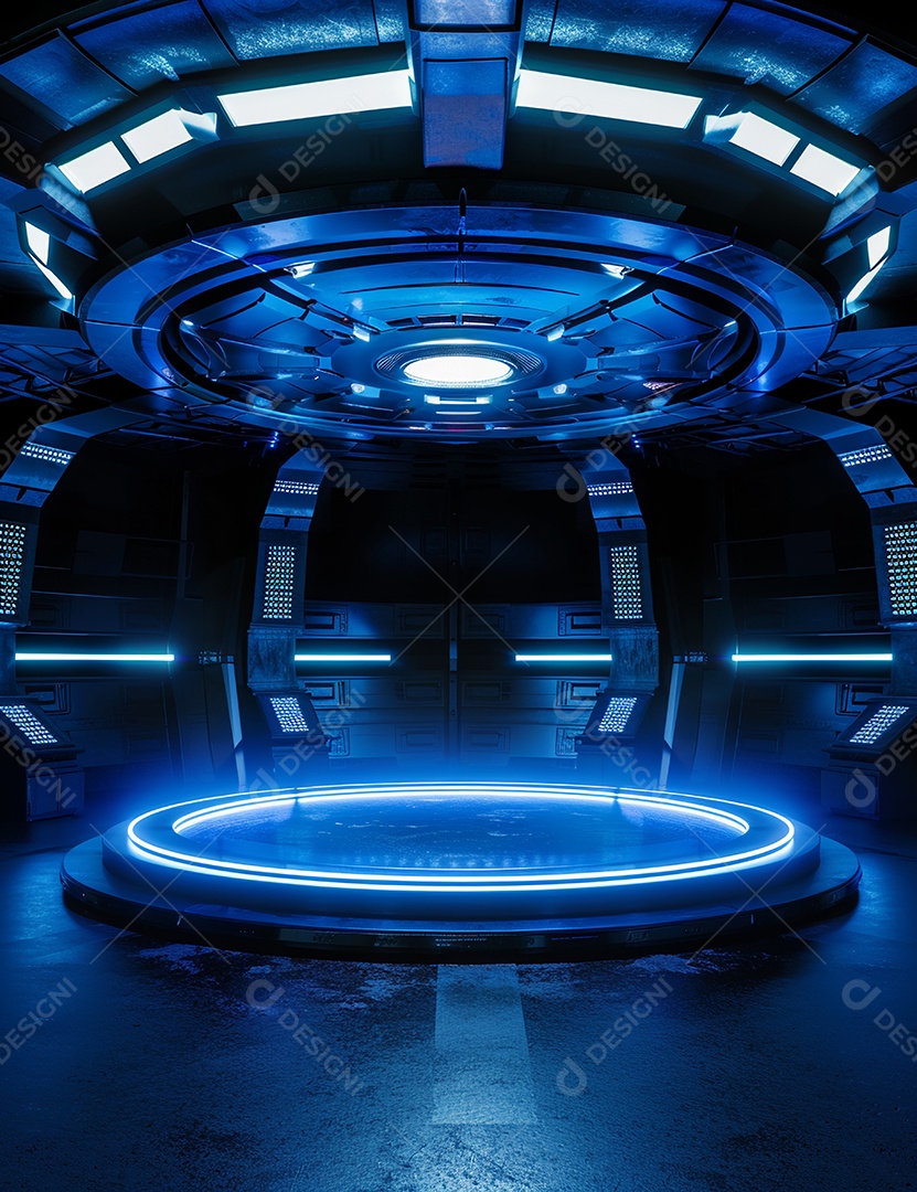 Cenário futurístico luzes coloridas de led