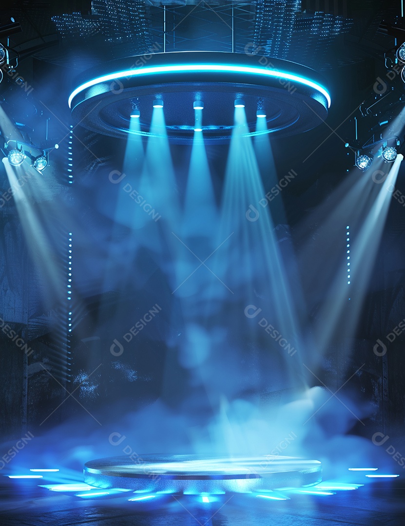 Cenário futurístico luzes coloridas de led