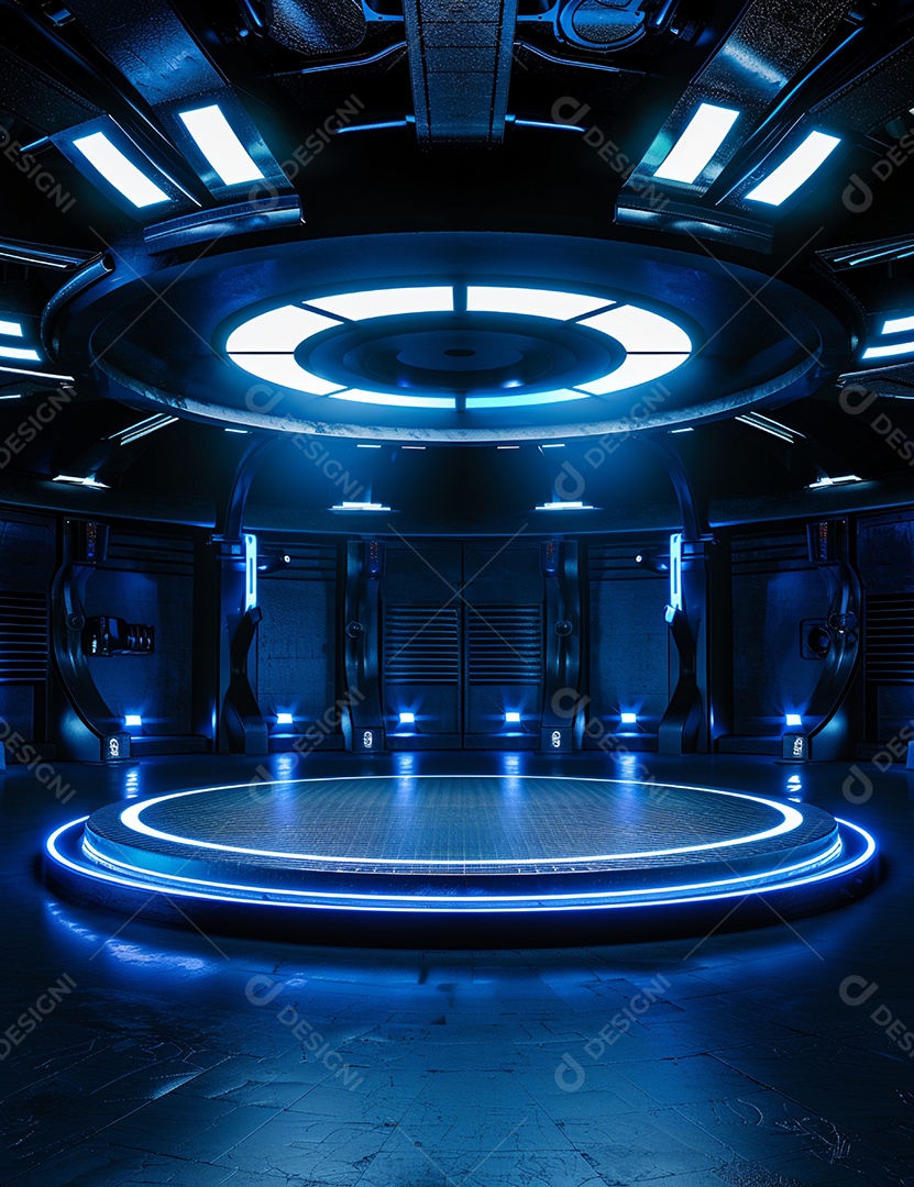 Cenário futurístico luzes coloridas de led