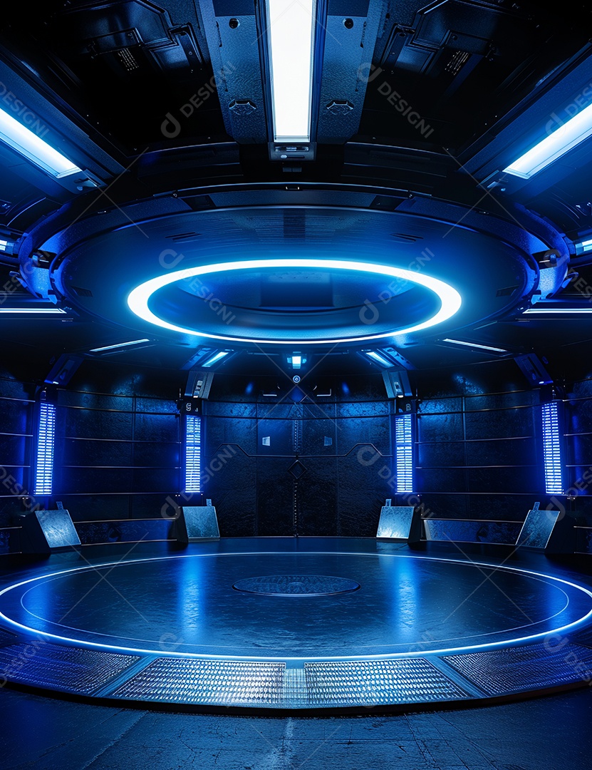 Cenário futurístico luzes coloridas de led