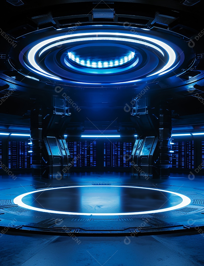 Cenário futurístico luzes coloridas de led