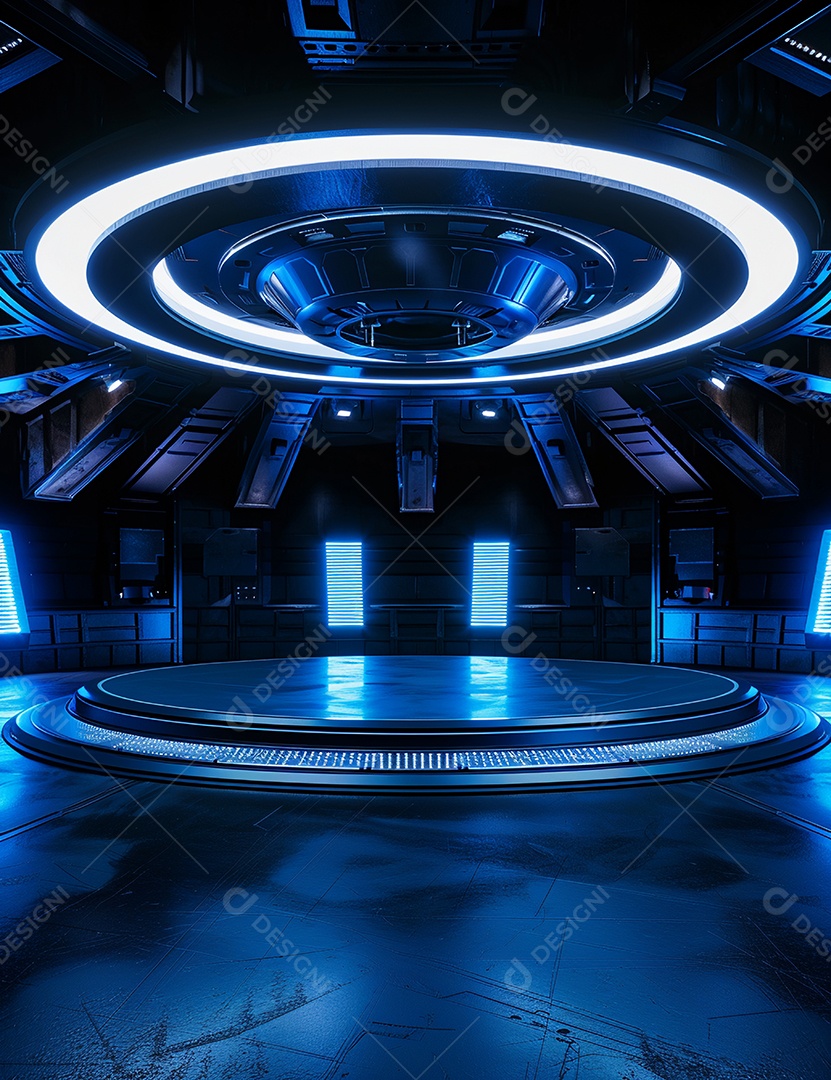 Cenário futurístico luzes coloridas de led