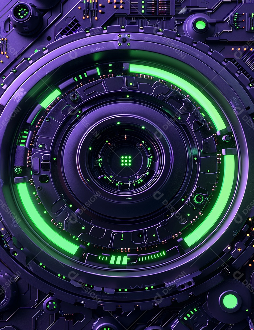 Máquina futurística com luzes de led