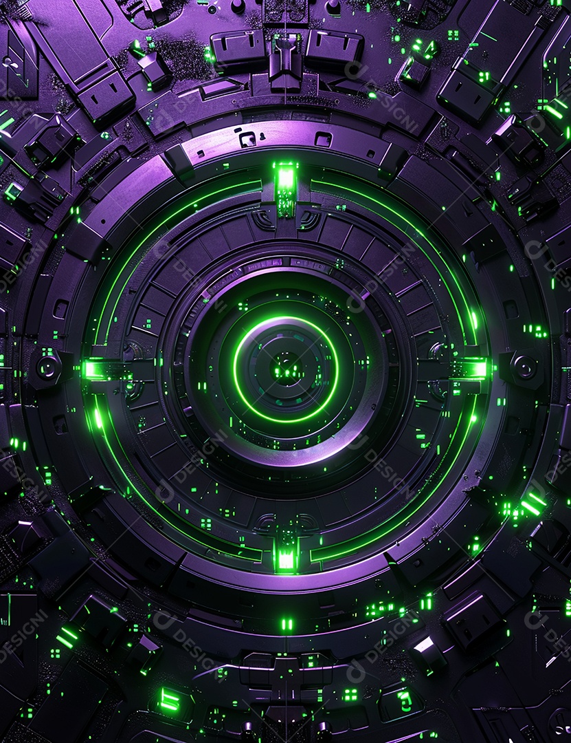 Máquina futurística com luzes de led