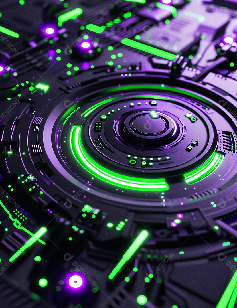 Máquina futurística com luzes de led