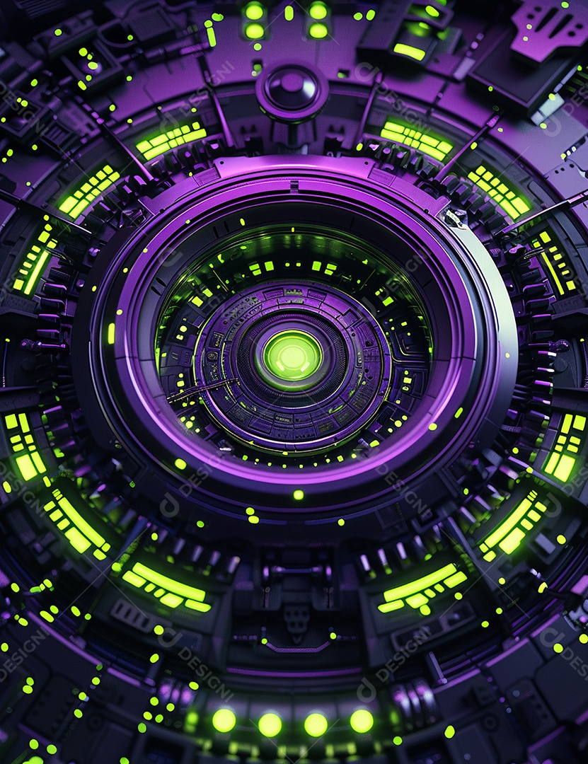 Máquina futurística com luzes de led