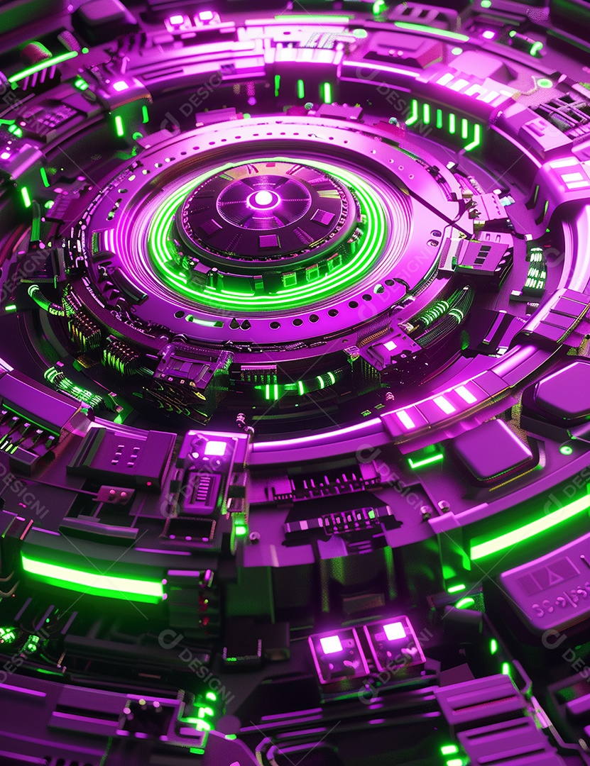 Máquina futurística com luzes de led