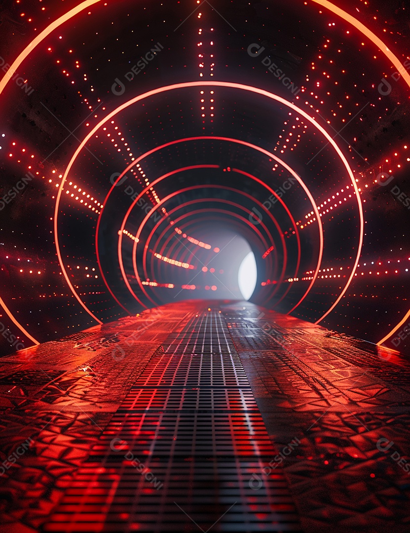 Cenário futurístico luzes coloridas de led