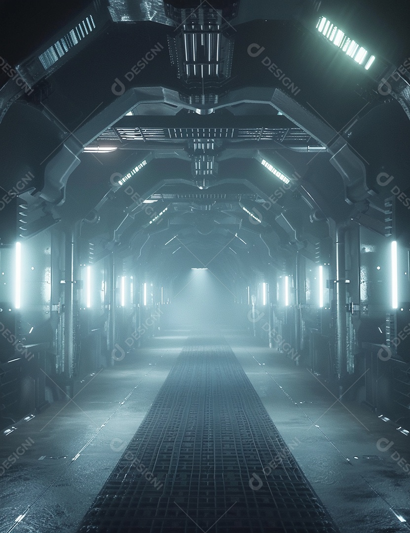 Cenário futurístico luzes coloridas de led