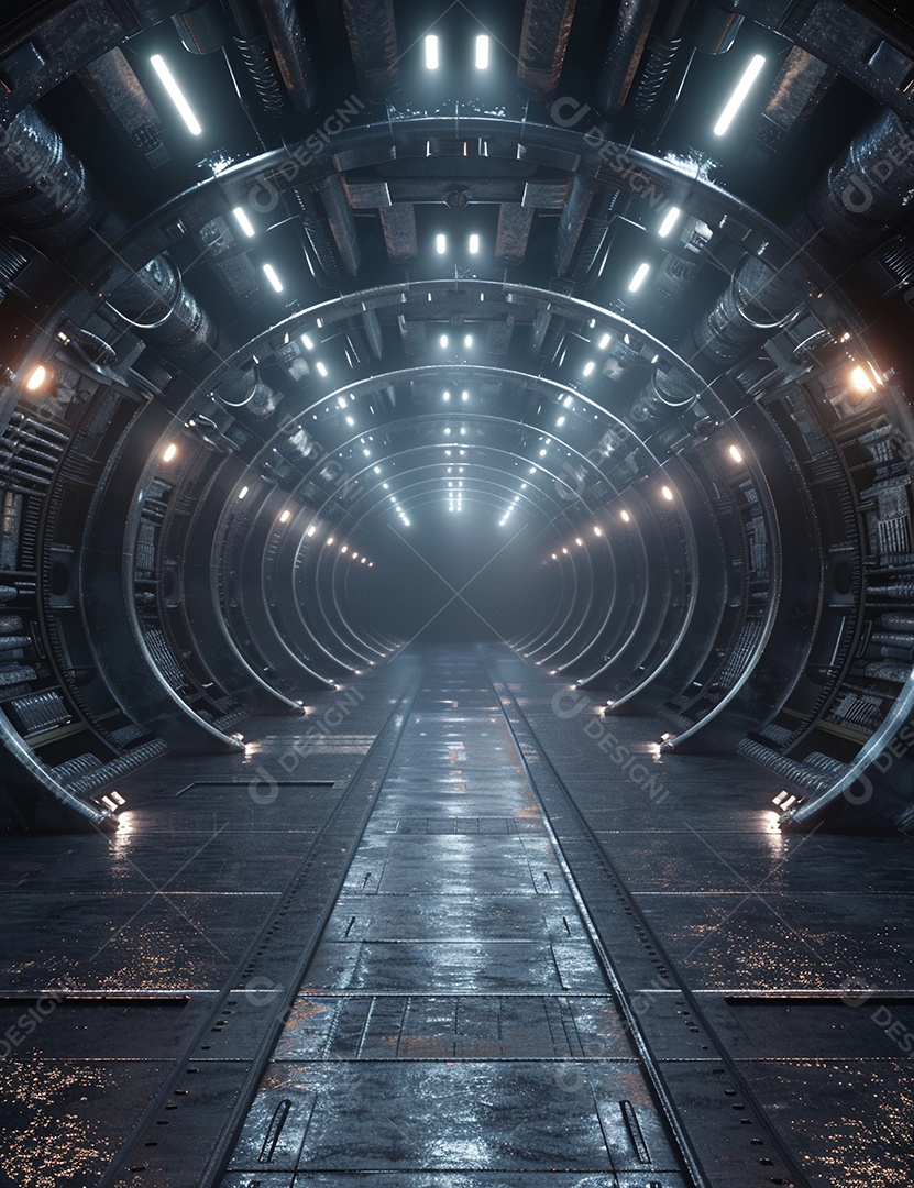 Cenário futurístico luzes coloridas de led