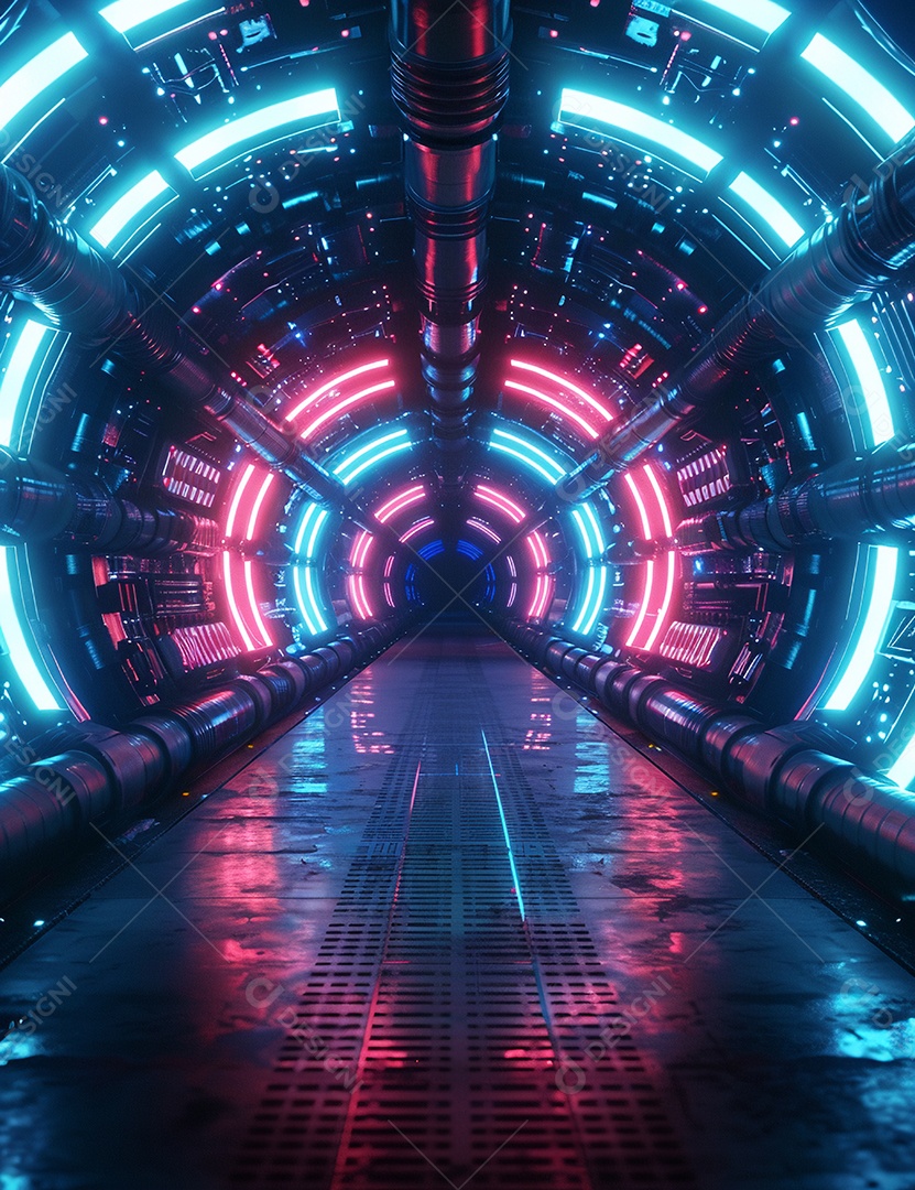 Máquina futurística com luzes de led