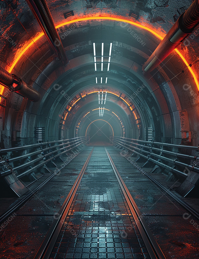 Cenário futurístico luzes coloridas de led