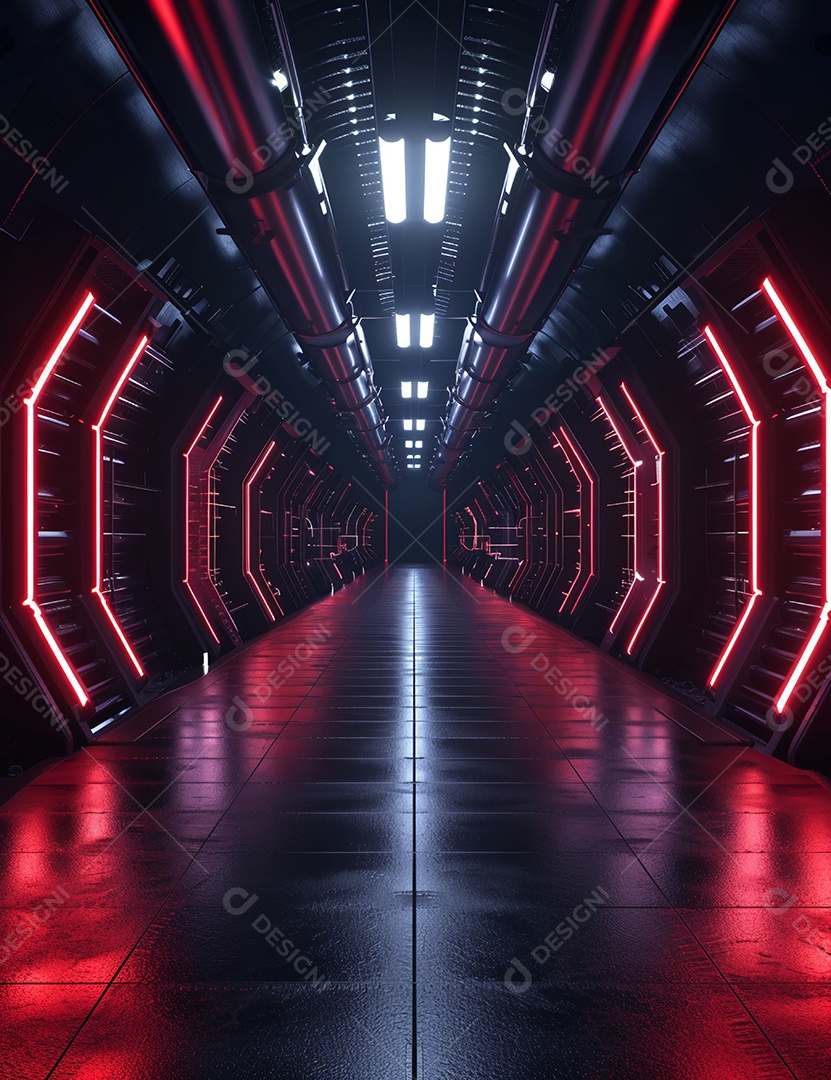 Cenário futurístico luzes coloridas de led