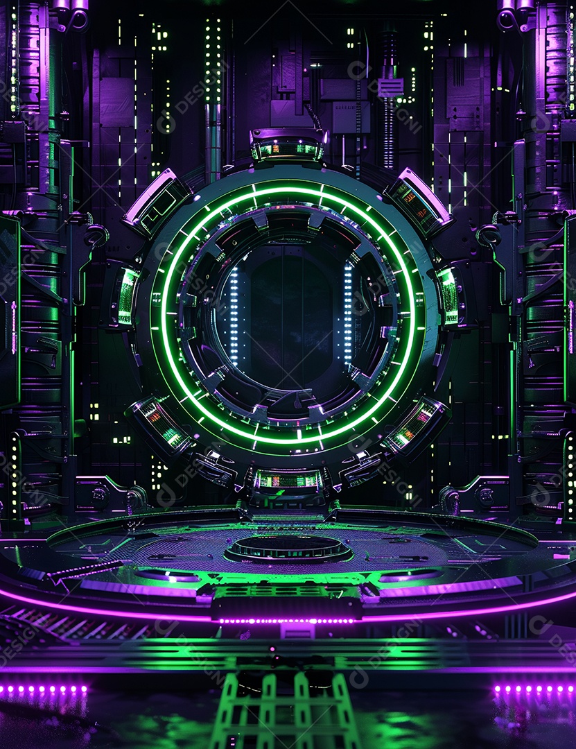 Máquina futurística com luzes de led