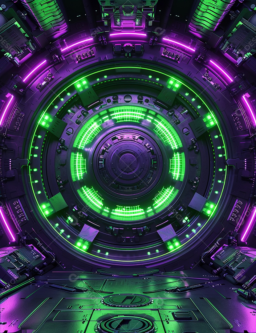 Máquina futurística com luzes de led