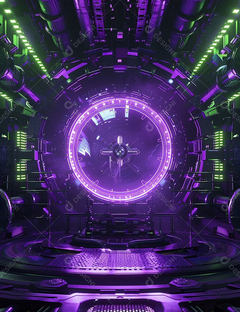 Máquina futurística com luzes de led