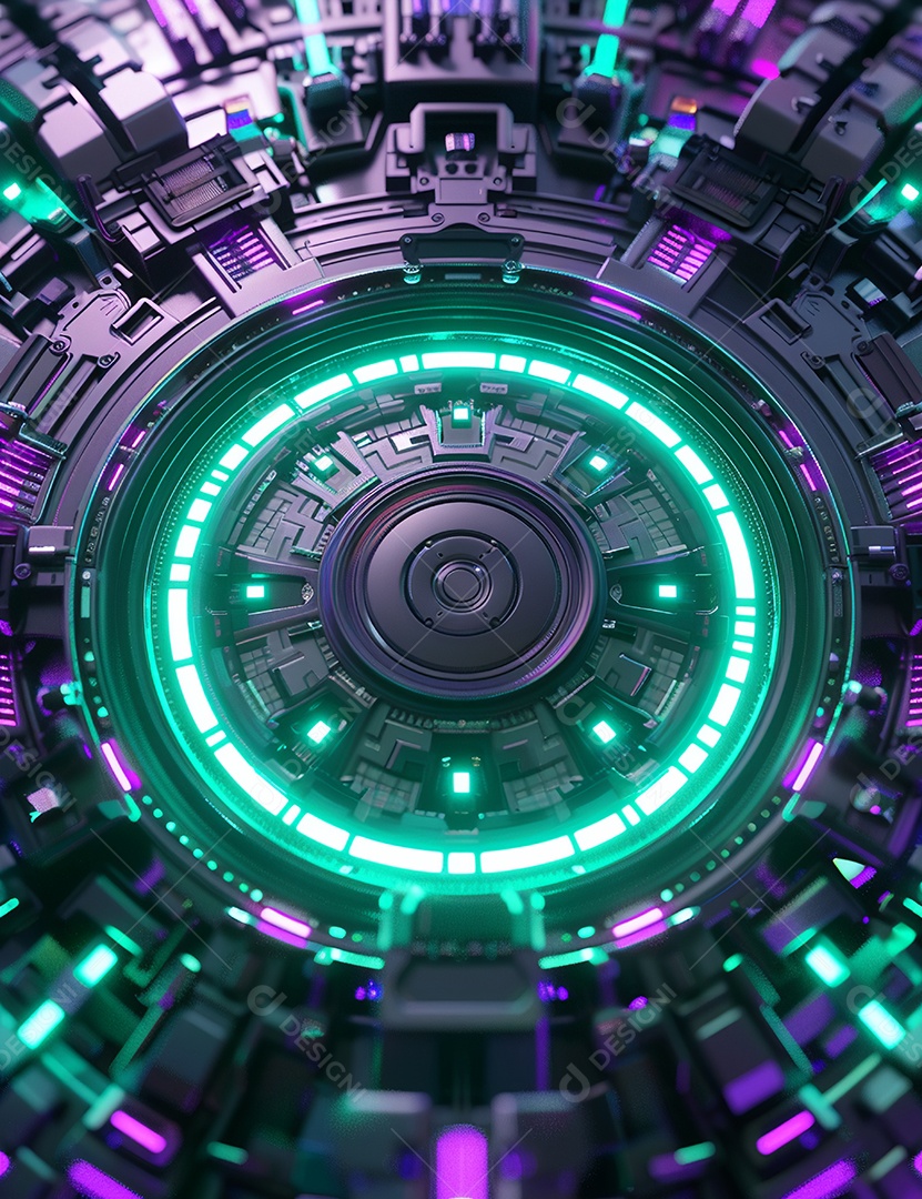 Máquina futurística com luzes de led