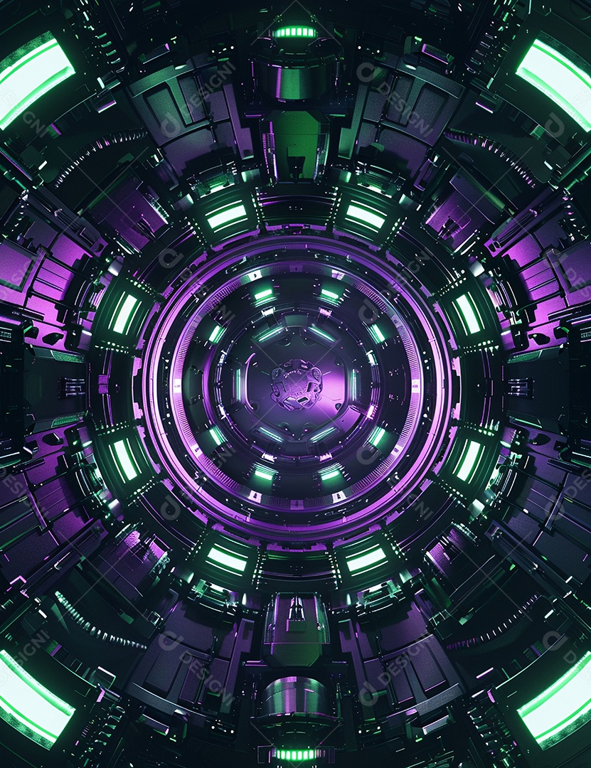 Máquina futurística com luzes de led