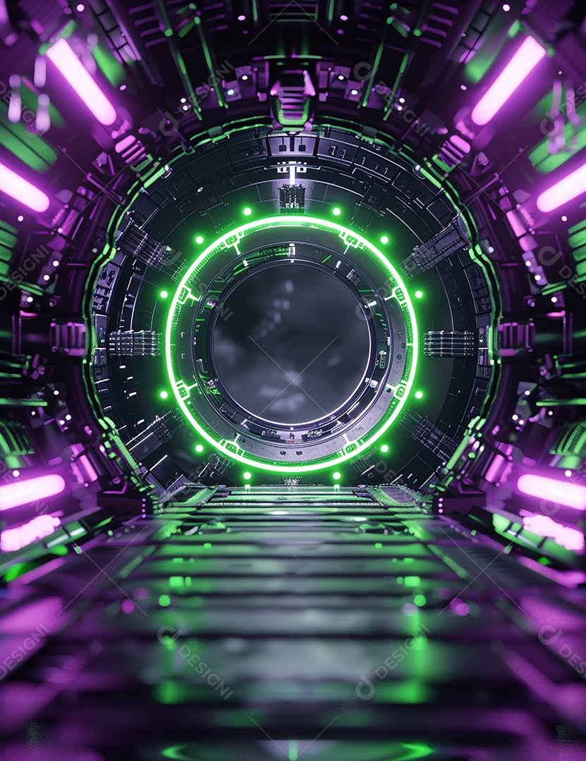 Máquina futurística com luzes de led