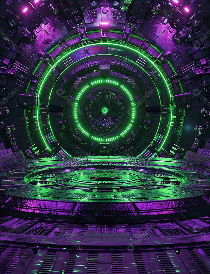 Máquina futurística com luzes de led