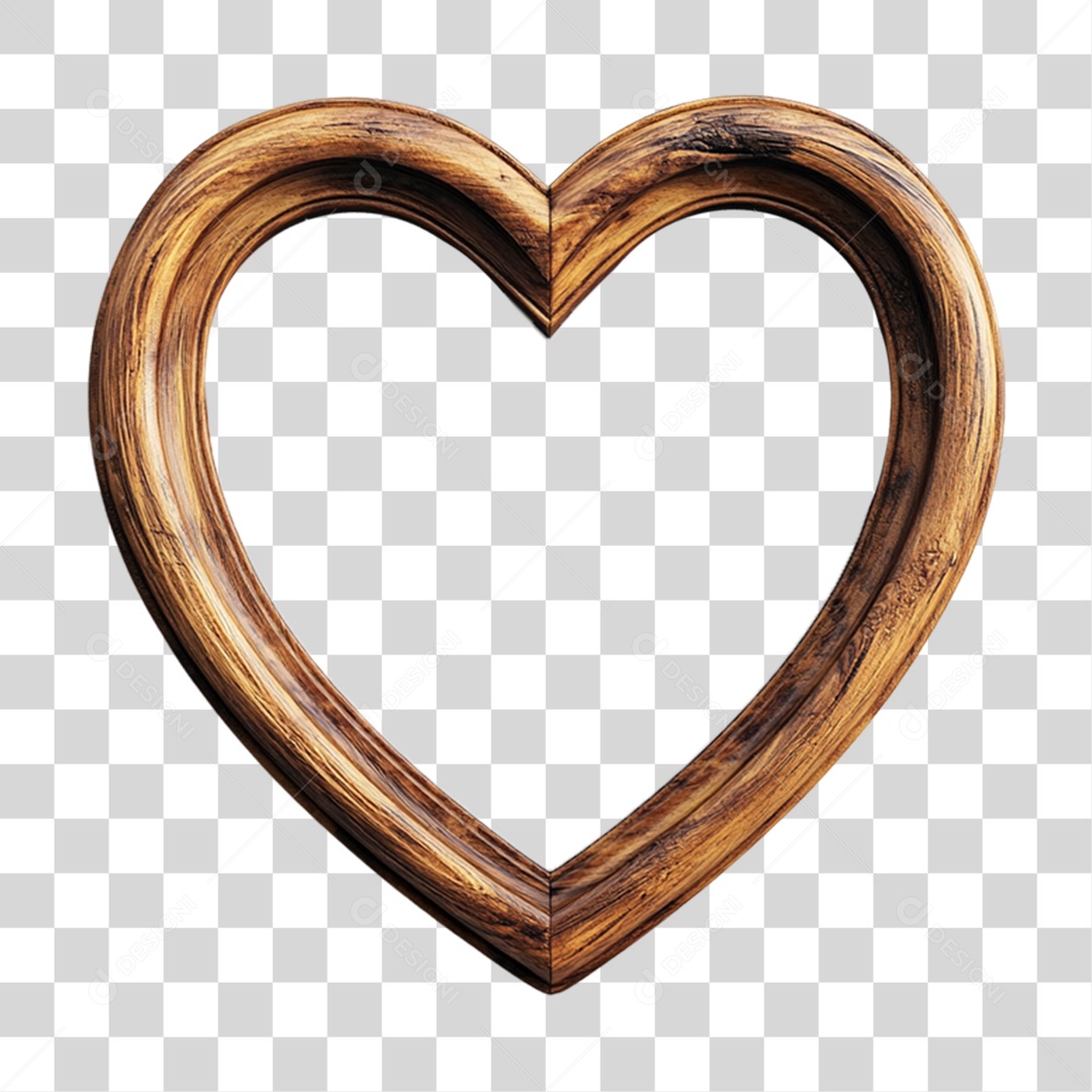 Quadro Coração Madeira PNG Transparente