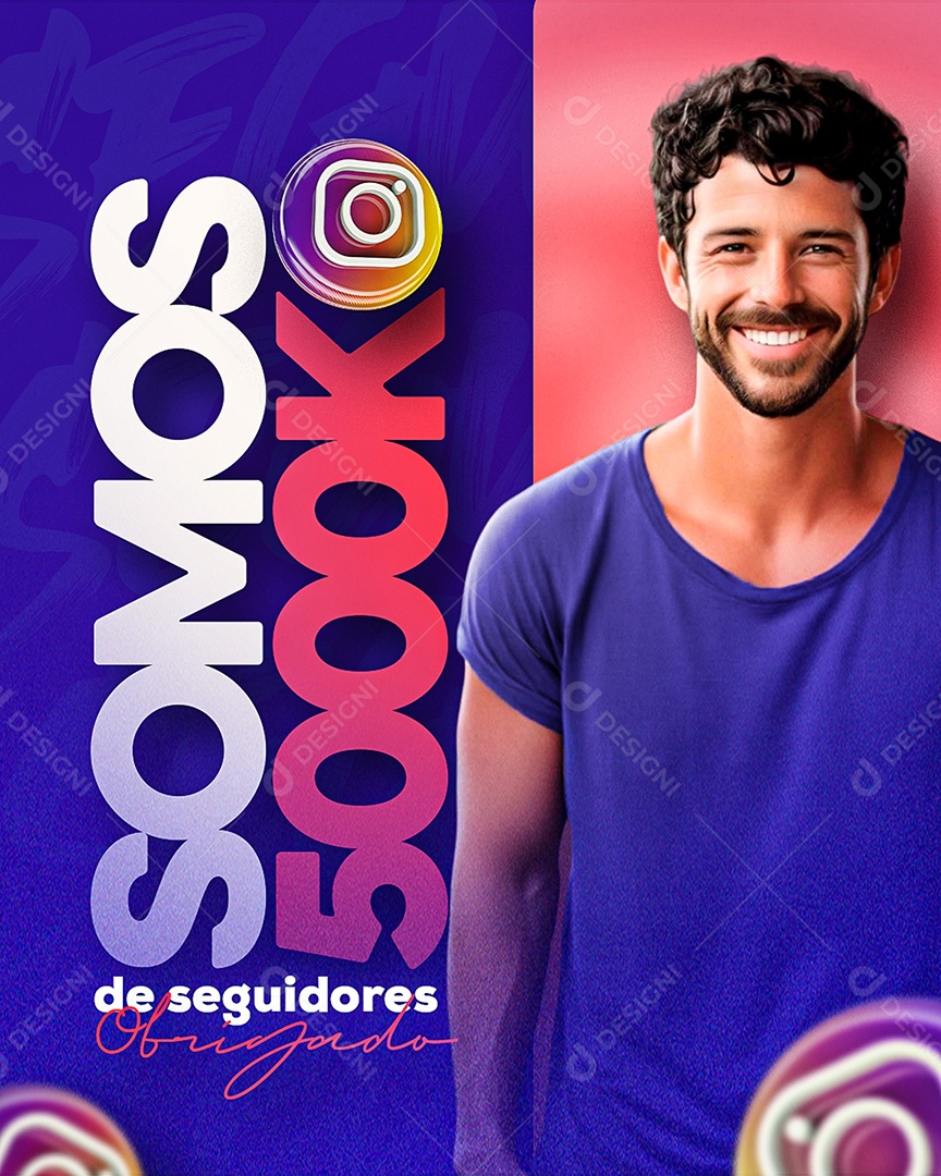 Obrigado Agora Somos 5k Seguidores Social Media PSD Editável