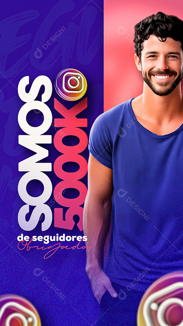 Story Obrigado Agora Somos 5k Seguidores Social Media PSD Editável