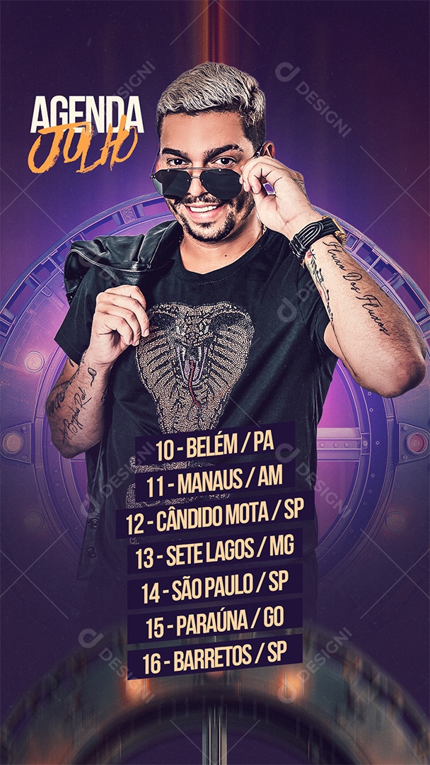 Story Flyer Agenda Julho Social Media PSD Editável