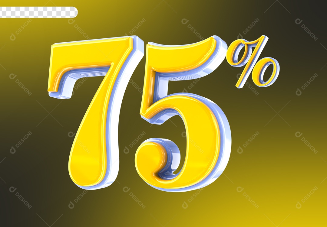Desconto 75% Elemento 3D Amarelo para Composição PSD