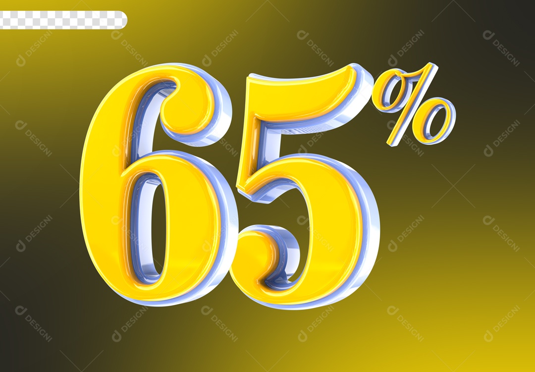 Desconto 65% Elemento 3D Amarelo para Composição PSD