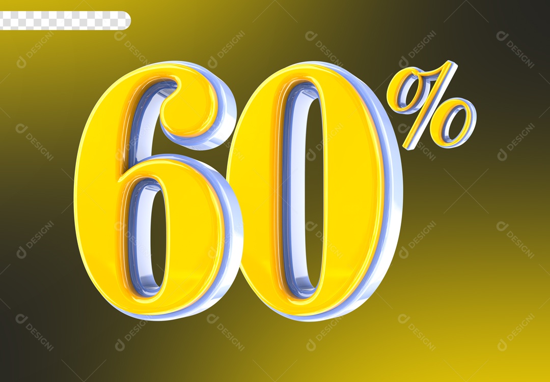Desconto 60% Elemento 3D Amarelo para Composição PSD