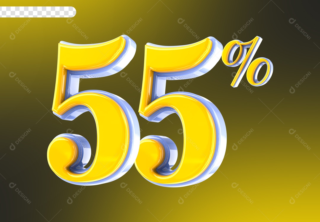 Desconto 55% Elemento 3D Amarelo para Composição PSD