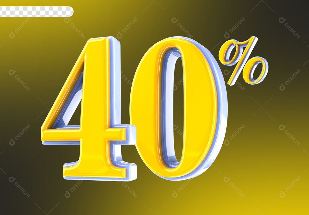Desconto 40% Elemento 3D Amarelo e Preto para Composição PSD