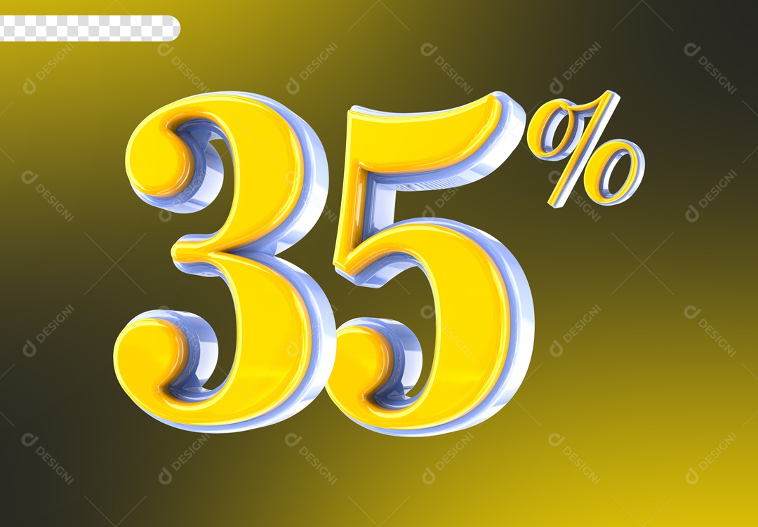 Desconto 35% Elemento 3D Amarelo para Composição PSD