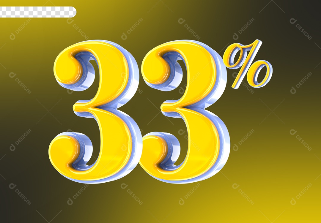 Desconto 33% Elemento 3D Amarelo para Composição PSD