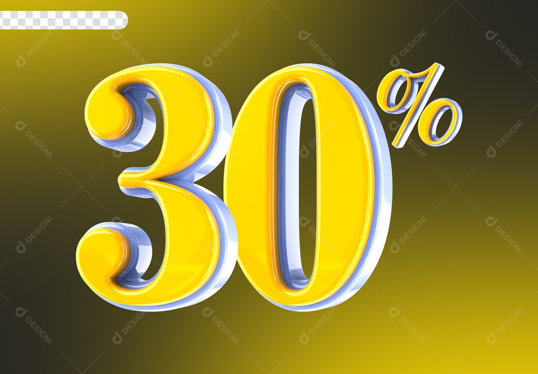 30% Discount Yellow 3D Element for PSD Composition