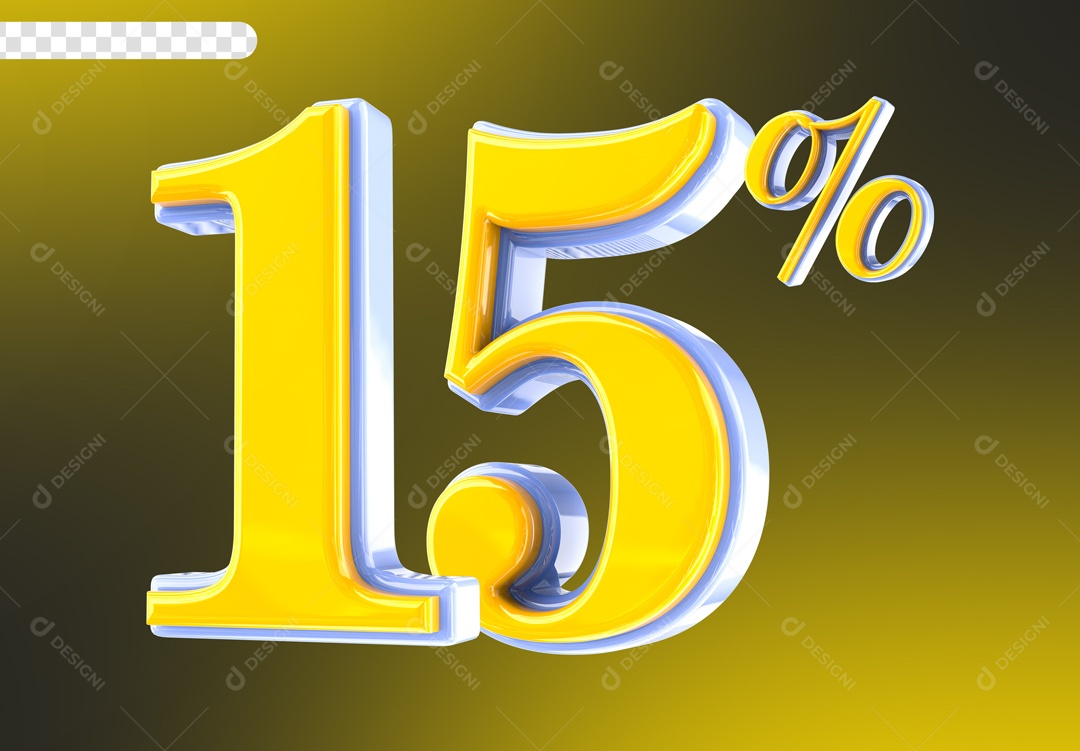 Desconto 15% Elemento 3D Amarelo para Composição PSD