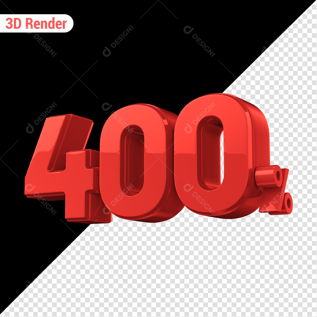 400% Red 3D Element Discount for PSD Composition
