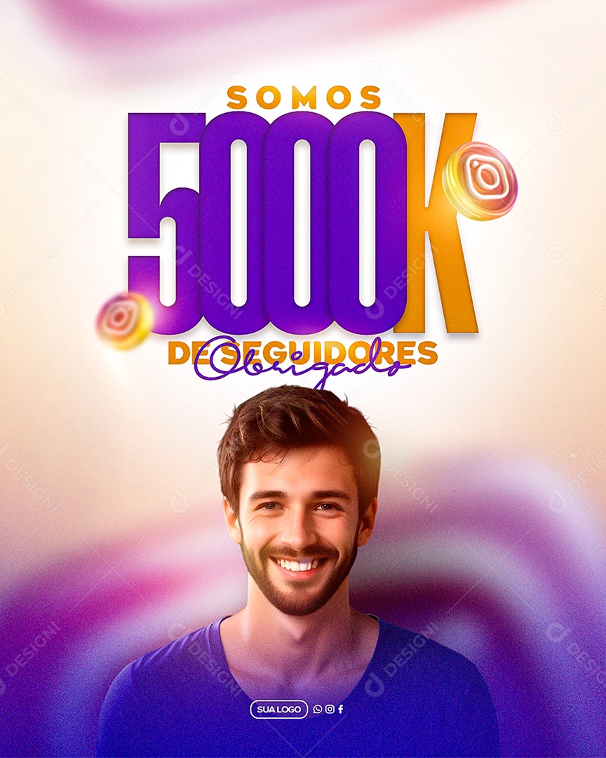 Obrigado Agora Somos 5k Seguidores Social Media PSD Editável