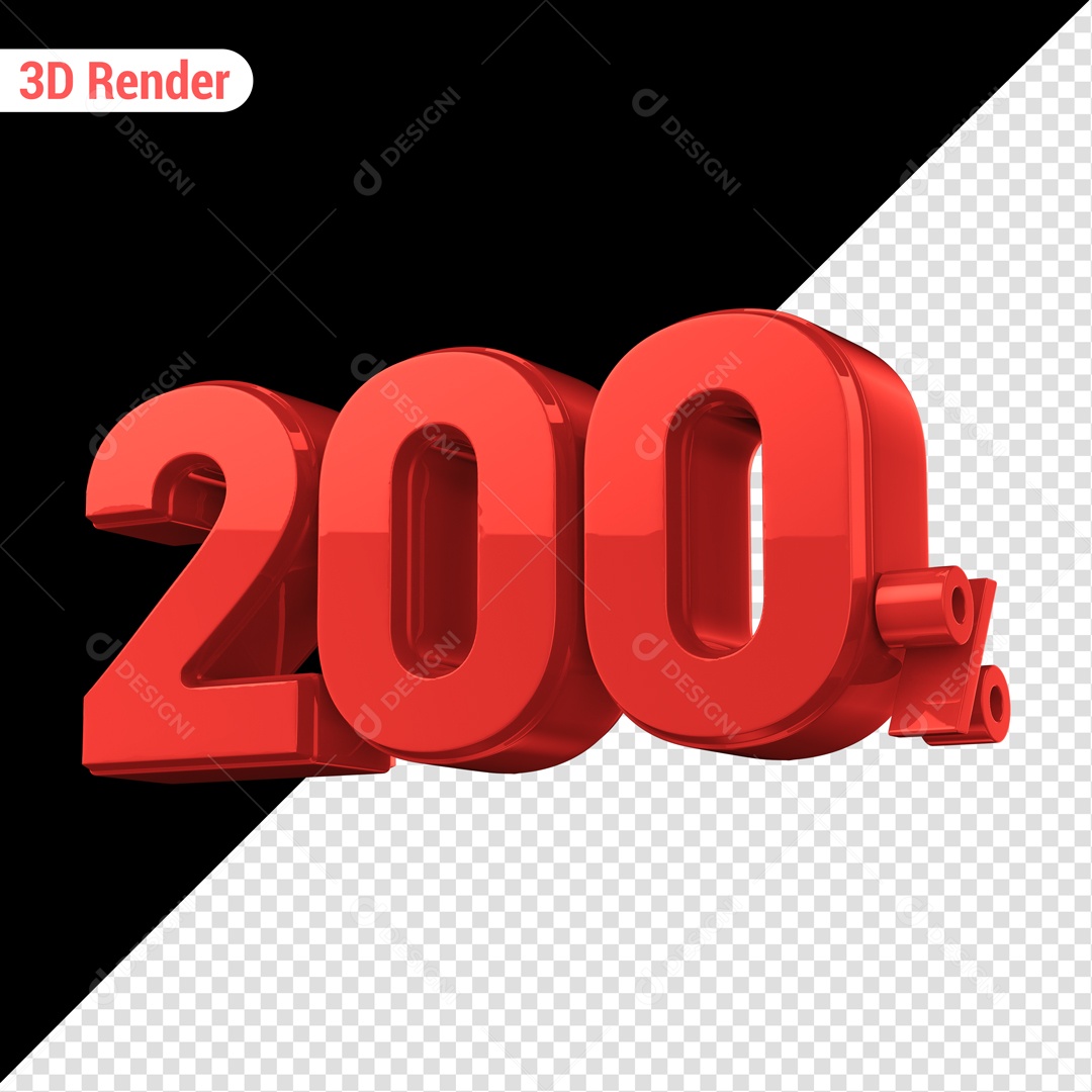 Desconto de 200% Elemento 3D Vermelho para Composição PSD
