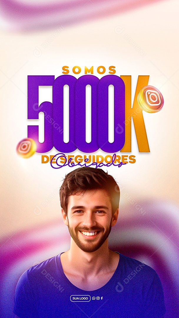 Story Obrigado Agora Somos 5k Seguidores Social Media PSD Editável