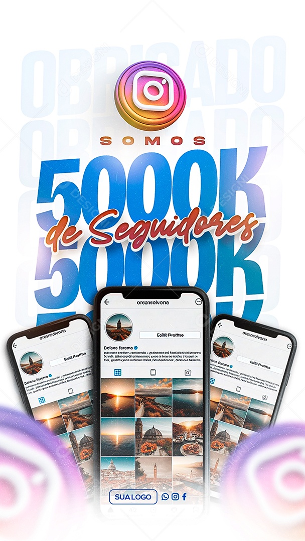 Story Obrigado Agora Somos 5k Seguidores Social Media PSD Editável