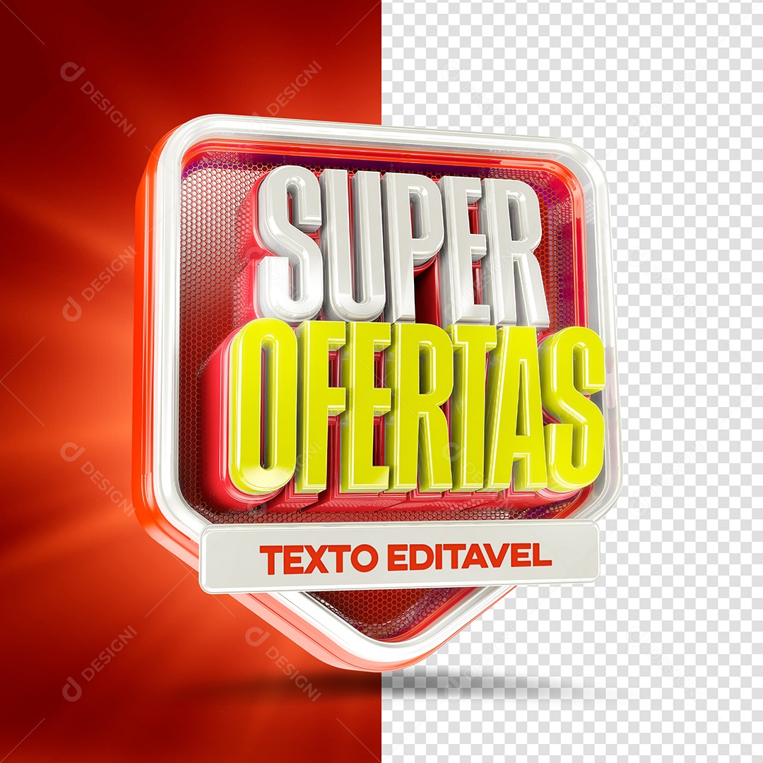 Super Ofertas Selo 3D Vermelho Para Composição PSD