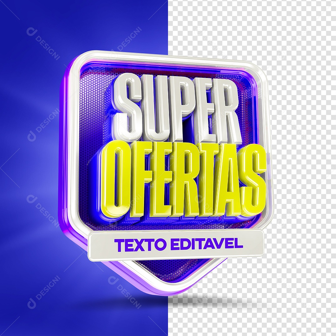Super Ofertas Selo 3D Azul Para Composição PSD
