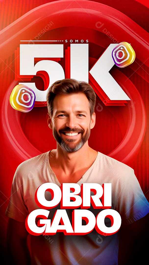 Story Obrigado Agora Somos 5k Seguidores Social Media PSD Editável