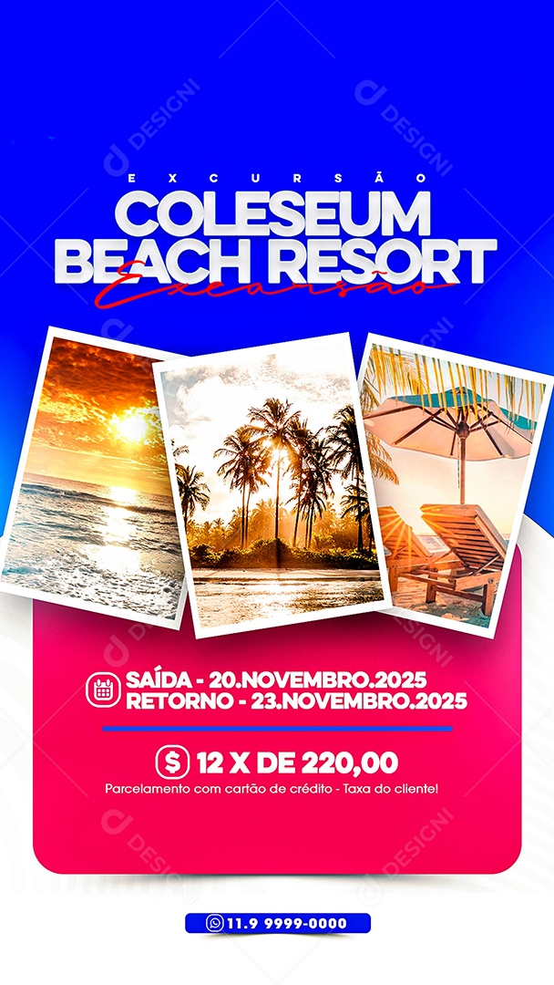 Story Excursão Resort Verão Social Media PSD Editável