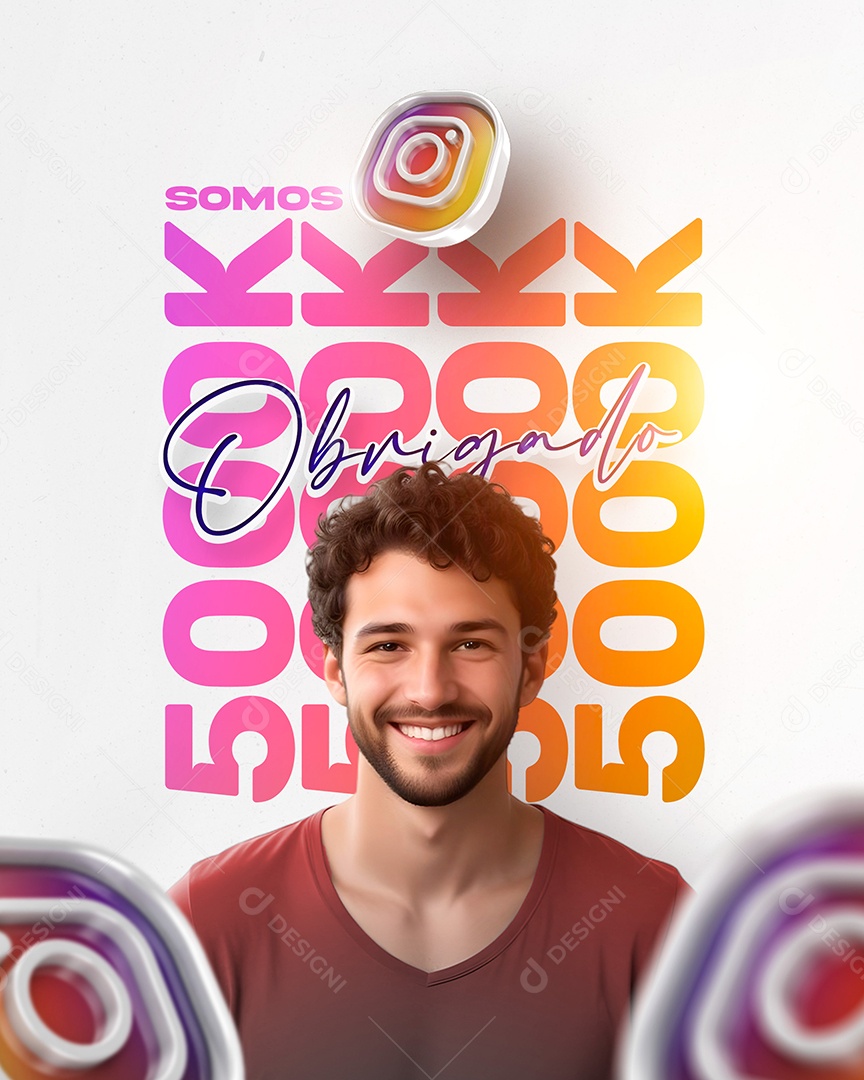 Obrigado Agora Somos 5k Seguidores Social Media PSD Editável